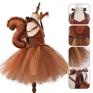 Children Squirrel Dress Cosplay Costume Girls Stage Performance Gauze Skirt - Picture 1 of 16