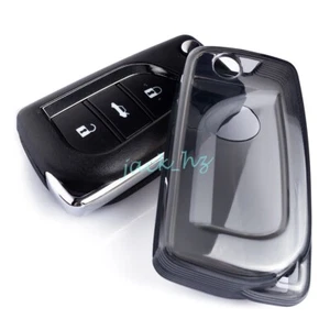 Black Transparent Flip Key Fob Case Cover For Toyota RAV4 Camry C-HR Corolla LE - Picture 1 of 8
