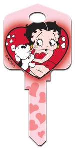 SupeR CutE BETTY BOOP & PUDGY HEARTS House Key Blank for Kwikset KW1 KW10 KW11 - Picture 1 of 1
