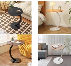 C Shaped End Table,Snack Side Table Slide Under Couch Sofa,Small End Table Oval - Picture 1 of 19