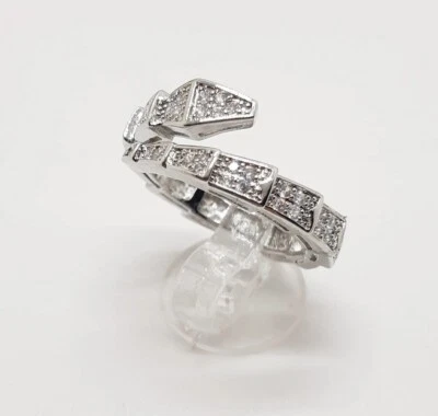 Anello Serpente Placcato Oro Bianco Con Cristalli Swarovski  - Immagine 1 di 4