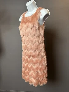 GB Girls Dress Pink Fringe 20s Flapper Vintage Look Size Large Fun! - Picture 1 of 3