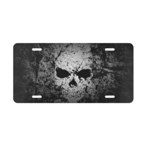 SKULL METAL AlUMINIUM NOVELTY CAR LICENSE PLATE AUTO TAG 6x12" - Picture 1 of 2
