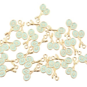 10 blau Badminton/Squashschläger geformt vergoldet Charms mit Emailledetail - Bild 1 von 1