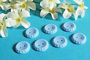 062 #Charming Old Buttons " Layette " Sky Blue Lot Of 7 Buttons Ép. 1950 - Picture 1 of 4