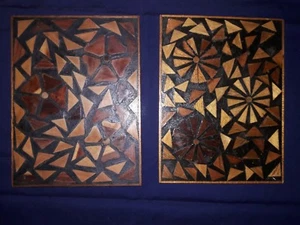 Vintage Olga Fisch Folklore Quito Equador Inlaid Wood Trivets, Set of 2 - Picture 1 of 5