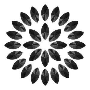 100Pcs 7x15mm Horse Eye Shape Rhinestone Glass Point Back Bead Black - Picture 1 of 5