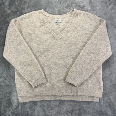 Suéter para mujer Lucky Brand grande tejido crema suéter cuello en V mezcla de lana pulóver Foto 1 de 4