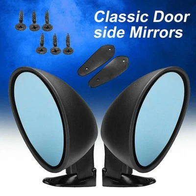 Pair Universal California Classic Style Door Wing Side Mirror Hot Rod Muscle Car - Image 1 of 4
