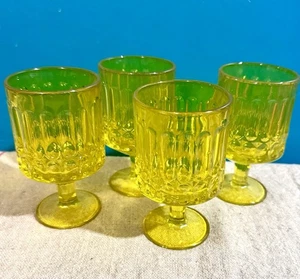 JUEGO/4 VASOS DE VINO NORITAKE PERSPECTIVA 1969 AMARILLO CADMIO DIFÍCIL DE ENCONTRAR BRILLA 5" - Imagen 1 de 13