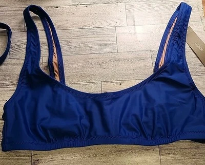 J. Crew Heritage Scoopneck Bikini Top Size Small Blue BX611 Adjustable NWT - Image 1 of 4