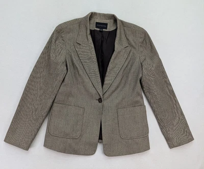 Chaqueta Blazer Express Para Mujer Talla 13/14 Beige Marrón Espiga Negocios Foto 1 de 4