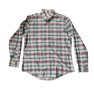 Camisa Brooks Brothers a Cuadros Abotonada Gris Rojo Algodón Trabajo Preppy Oficina Grande - Imagen 1 de 10