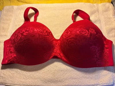 Sujetador Avenue Body Sexy Rojo Rosa Encaje Superpuesto 42D Ligeramente Forrado Balconette UW FR/SH Foto 1 de 4