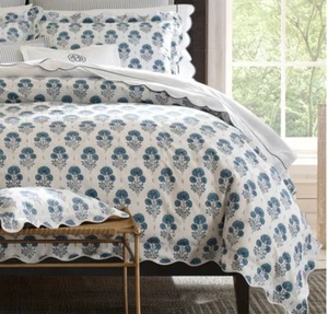 STUNNING! Matouk Schumacher "Rubia" King Duvet, Linen, White/Navy Blue, NWT 😍 - Picture 1 of 18