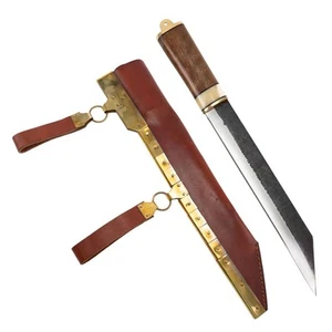 Handmade Viking Carbon Steel seax knife, Full Tang knife W/Brass Fitted Sheath - Picture 1 of 3
