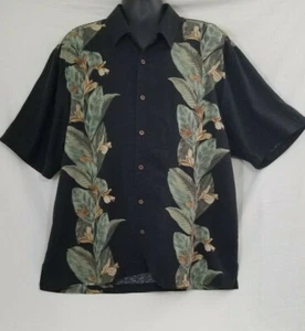 Jamica Jaxx Men's Black Floral Print Silk Button Front Short Sleeve Shirt 2XL - Picture 1 of 5