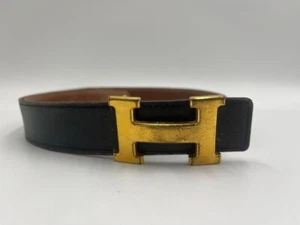 Auténtico Hermes Constance Hebilla de Cinturón Reversible H Negro Marrón Oro ... - Imagen 1 de 9