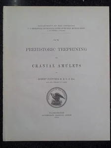 Prehistoric Trephining and Cranial Amulets Skull By Robert Fletcher Antique 1882 - Picture 1 of 7