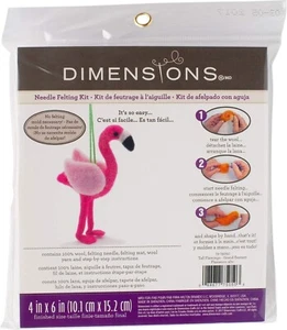 Dimensions Flamingo Felt Animals Needle Felting Craft Kit, 4'' x 6'' - Picture 1 of 5