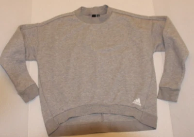 Adidas Sudadera Gris Pullover Logo Dobladillo Alto Bajo Suéter Mujer S Foto 1 de 4