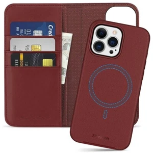 SHIELDON Case for iPhone 15/pro/max/plus Genuine Leather folio Wallet RFID Cover - Picture 1 of 162