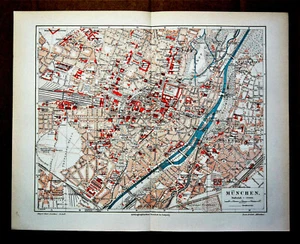 1898 Antica Geotopografia Colori: TOPOGRAFICA DI MONACO - VON MUNCHEN.MEYERS - Bild 1 von 1