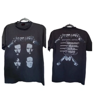 Metallica 1991 4 Faces Historic Dates Monster of Rock Tour Black Shirt Rare Vtg - Picture 1 of 12