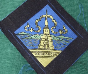 1985 Thailand Thai Scouting Scouts Association District Silk Patch Sea Temple - Picture 1 of 1