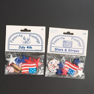 Favorite Findings Buttons July 4th #87 & Stars and Stripes #228 Americana Crafts - Image 1 of 4