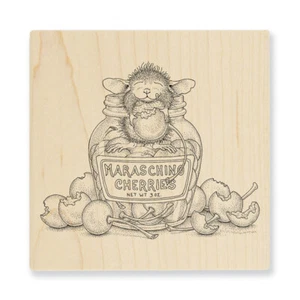 HOUSE MOUSE Maraschino Cherry Wood Mounted Rubber Stamp by STAMPENDOUS HMQ25 New - Picture 1 of 3