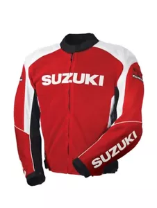 SUZUKI GSXR Racing Biker Motorcycle Leather Jacket Motorbike Men Leather Jackets - Picture 1 of 3