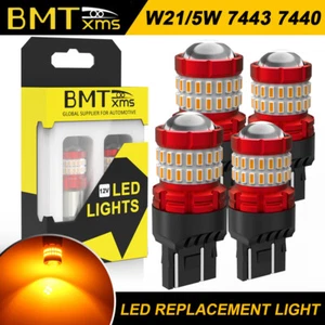 4x 7444 7440 7443 LED Yellow Turn Signal Light Bulb Amber 2800LM For Cadillac - Picture 1 of 12