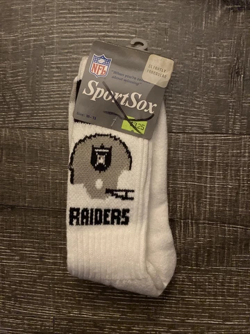 VINTAGE NFL OAKLAND RAIDERS SOCKS TUBE SOCKS CREW SPORTSOX SIZE 10-13 USA MADE Cover