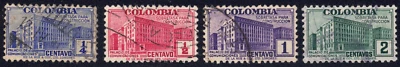 Colombia SC# RA8-RA11 1940 - Edificio de Correos y Telégrafos - 4 Diferentes - Usado -1 Foto 1 de 2