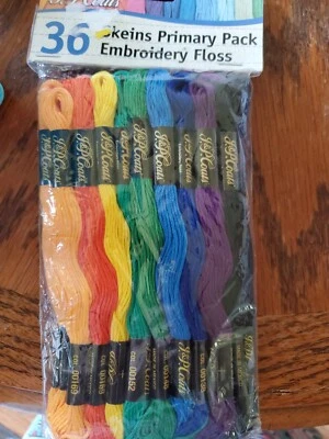 JP Coats NEW 100% Cotton 36 Skeins 6 Strand Primary Pack Embroidery Floss - Image 1 of 4