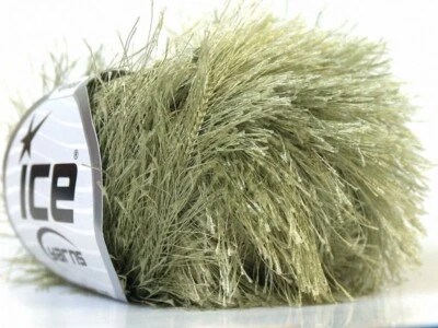 Light Khaki ( Sage Green ) Eyelash Yarn 22793 Ice Yarns Polyester 50gr 76yds