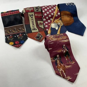 Lot of 5 Classic Sports-themed Neckties Silk ties pre-owned very good - Picture 1 of 12