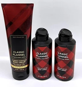 ✨Bath & Body Works Classic Flannel Men's Collection 2 Body Spray& Cream✨ - Picture 1 of 1