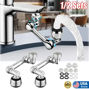 2pc 1080° Rotary Faucet Extension Sink Universal Multifunctional Kitchen Filter - Picture 1 of 16