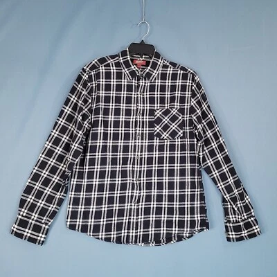 Camisa de franela de manga larga con botones para jóvenes adolescentes de Arizona negra a cuadros talla M Foto 1 de 4