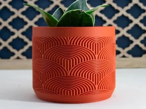 Decorative Geometric Terracotta Planter w/ Succulent Indoor Plant Pot - Picture 1 of 6