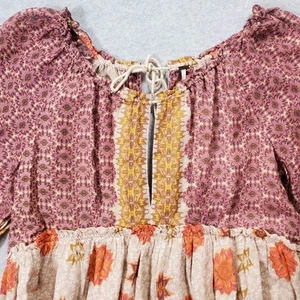 Free People Floral Free Swing Ruffle Mini Boho Summer Dress Keyhole FLAW - Picture 1 of 20