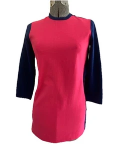 Vintage 90er Pullover Langarm leicht hinten Knopfleiste rosa dunkelblau Gr. M - Bild 1 von 14