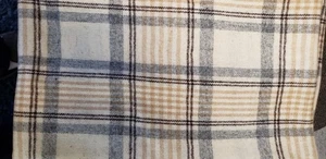 LOT WOOL FABRIC 2 PLAID & 1 SOLID BROWN TOTAL 60X191 INCHES SEE LISTING - Picture 1 of 5
