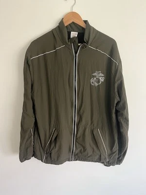 New Balance US Marines Windbreaker Jacket Mens Large x-Long Green Full Zip USMC - Image 1 of 4