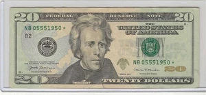 $20 2017 issue Star Note serial no NB 05551950 - Picture 1 of 2