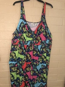 Womens 30/32 Cacique brand Sleep Dress, Vibrant Print Pullover LANE BRYANT holes - Picture 1 of 12