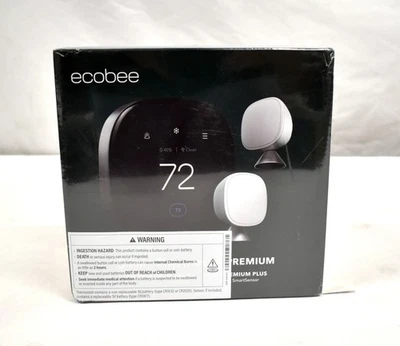 ecobee Smart Thermostat Premium Plus Pack (Includes 2x SmartSensor) - New! - Image 1 of 4