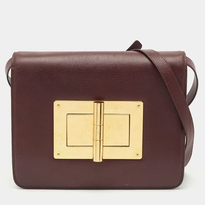 Bolso de Hombro Tom Ford Grande Natalia Cuero Borgoña Foto 1 de 4